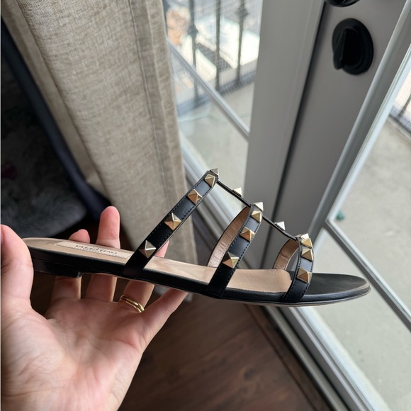 Valentino Rockstud Strappy Slides in Black - Picture 5 of 12